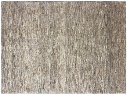 Gabbeh rug, front view: rectangular, beige-gray, uniform vertical texture
