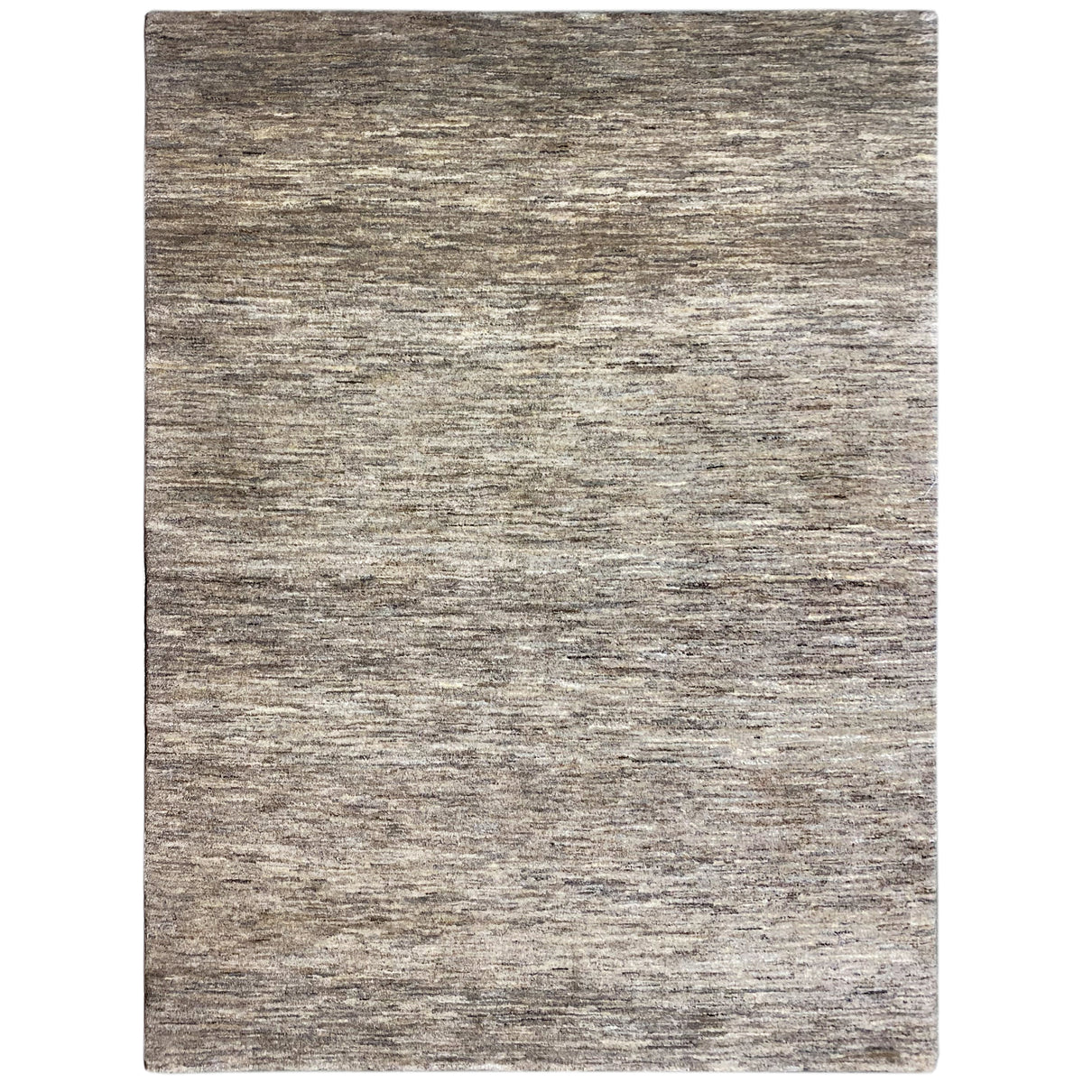 Gabbeh rug front view, horizontal, gray-beige mélange look