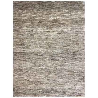 Gabbeh rug front view, horizontal, gray-beige mélange look