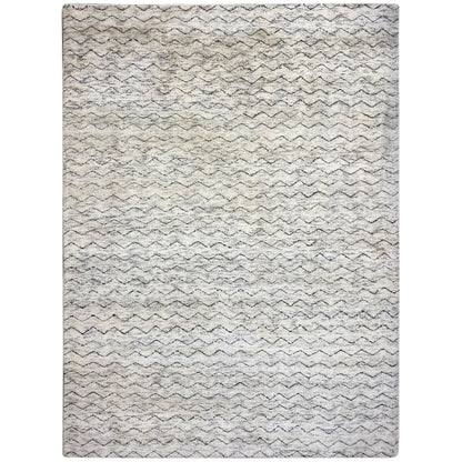 Square Berber rug, light beige with a dense zigzag pattern and gray shadow print