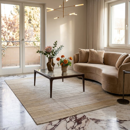 Kelim-Teppich 170x240 cm mit abstraktem Muster in Beige und Creme