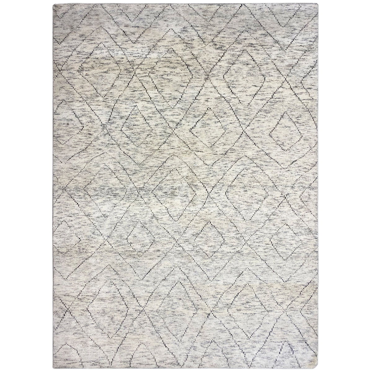 Berber rug, light beige with geometric diamond lines, rectangular, flat