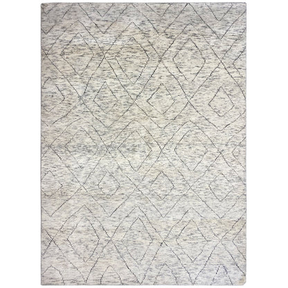 Berber rug, light beige with geometric diamond lines, rectangular, flat