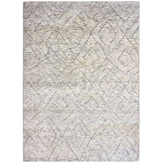 Berber rug, light beige with geometric diamond lines, rectangular, flat
