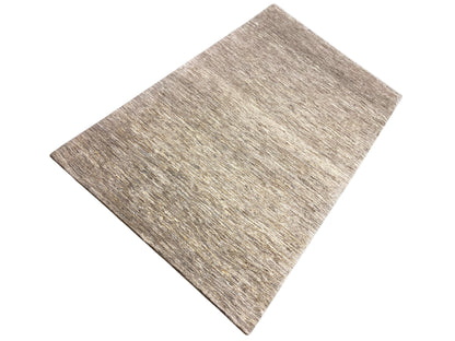 Gabbeh rug 290x194, rectangular, mottled beige-gray look with a fine texture