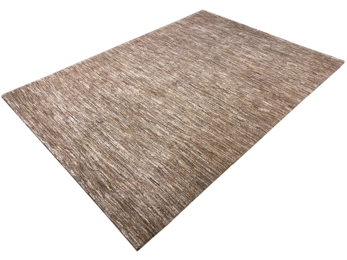 Rectangular Gabbeh rug, mottled brown and beige, short pile