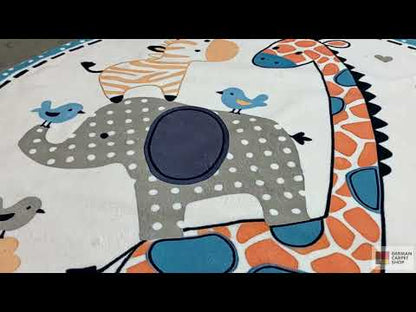 Round children's animal rug, 120 cm
