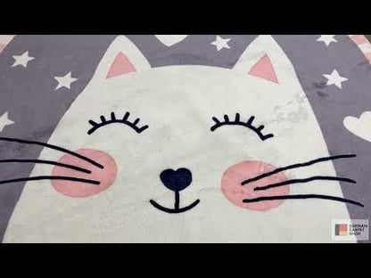 Round children's rug, cat, 120 cm