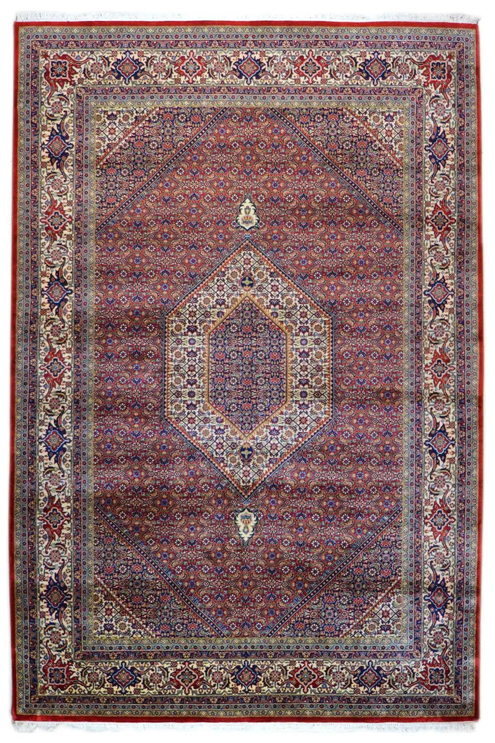 Bidjar rug 303x200 cm with central medallion and multicolored border pattern