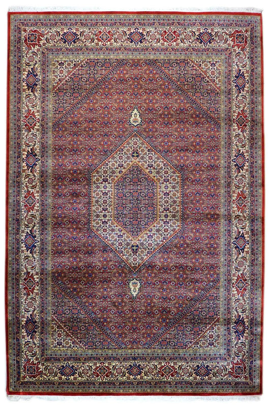 Bidjar rug 303x200 cm with central medallion and multicolored border pattern