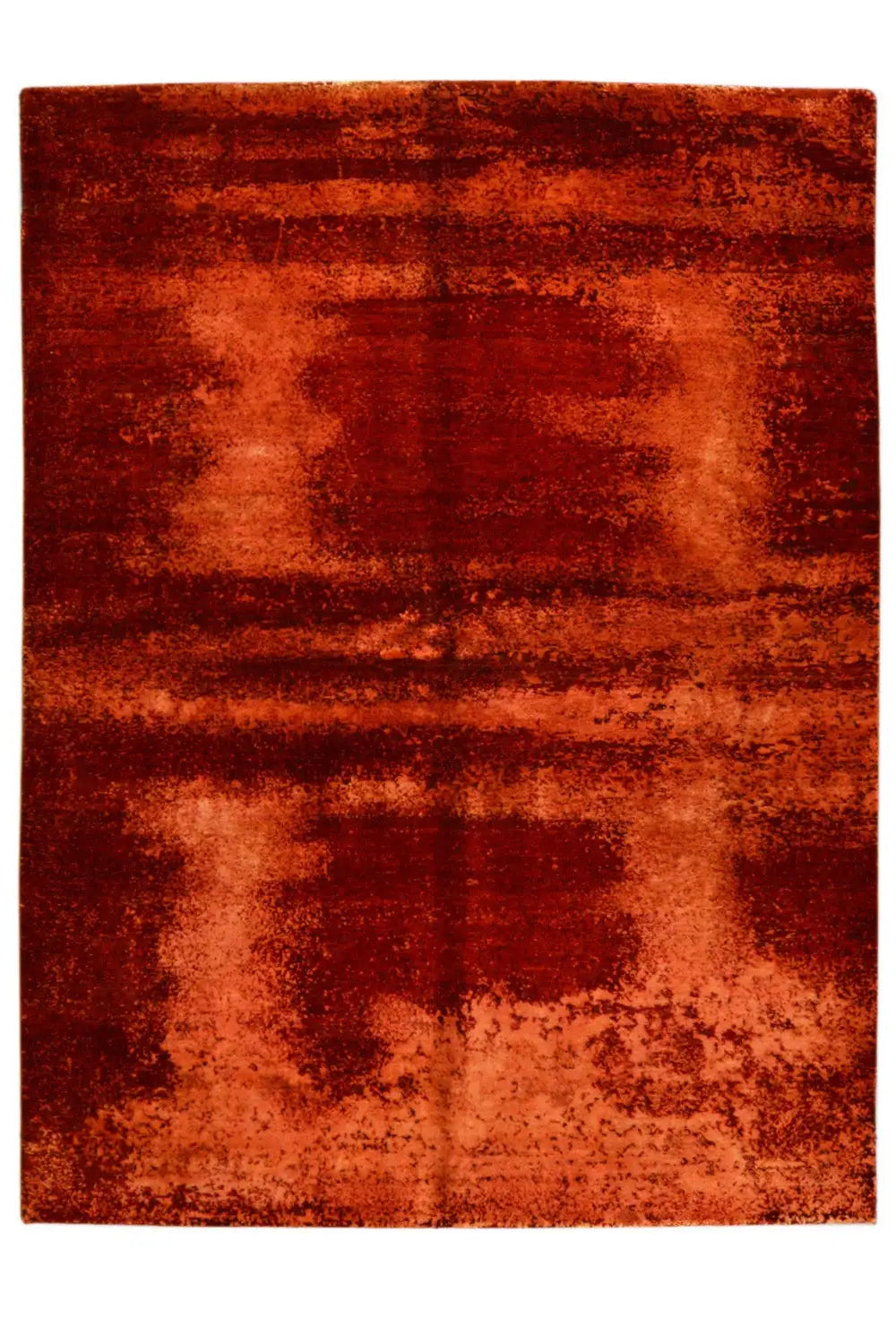 Red designer rug with an abstract pattern, rectangular, evenly flat-woven pattern