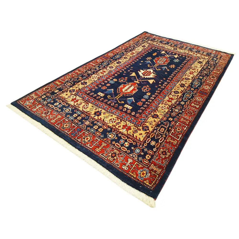 Qashqai rug 183x117 cm with dark blue-red border and central medallion