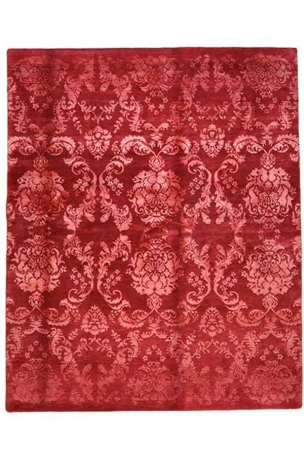 Red carpet with a baroque ornamental pattern, even repeat pattern