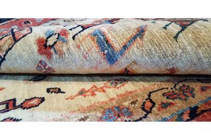 Persian rug with multicolored ornaments, close-up of the woven pile