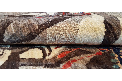 Rug surface with brown and beige patterns and colorful accents, 78x77 cm