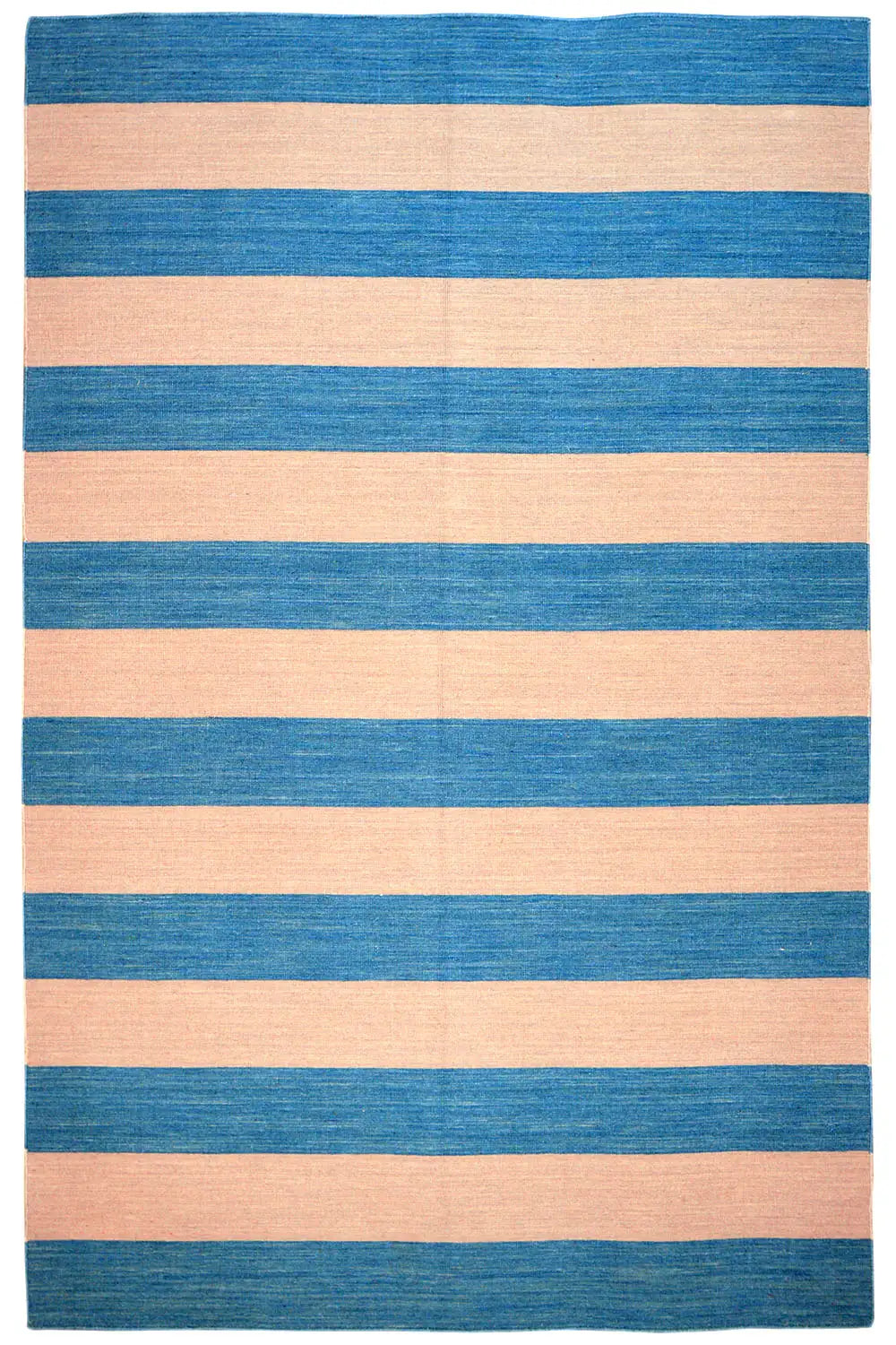 Modern kilim rug with blue-beige stripes, rectangular, 225x155 cm