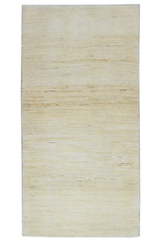 Gabbeh rug, light beige, mottled texture, rectangular, 145x73 cm