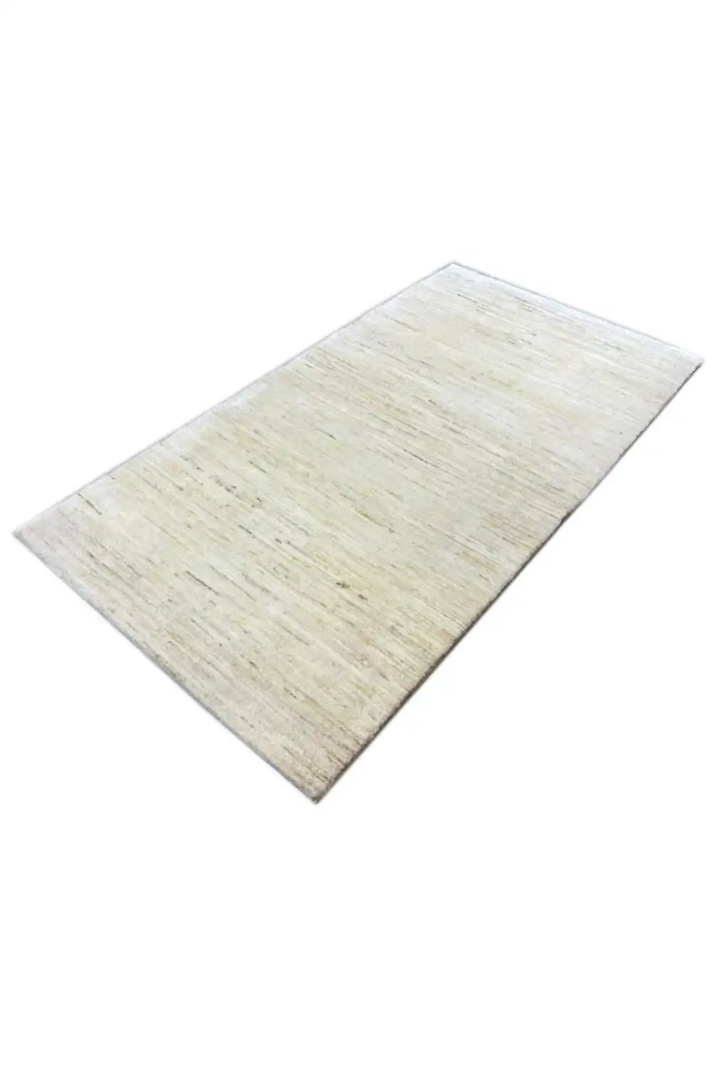 Gabbeh rug 141x75 cm, beige surface with a subtle striped texture