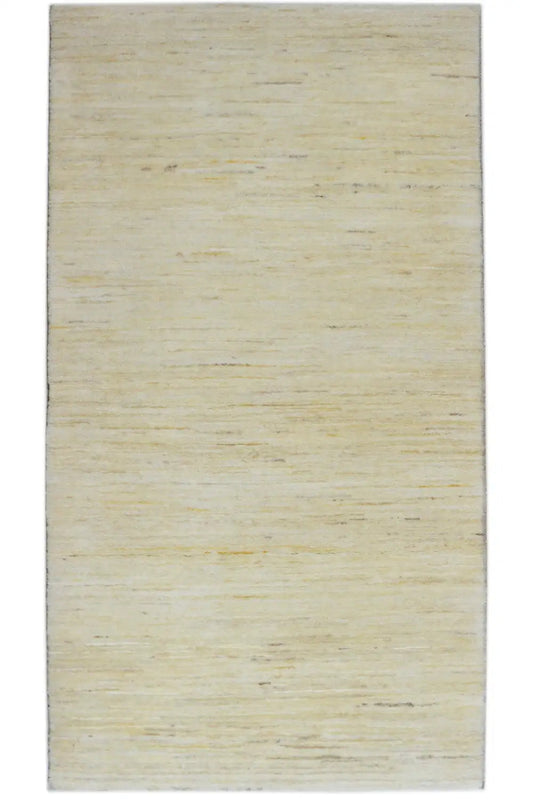 Gabbeh rug 141x75 cm, beige pile with a fine mottled pattern