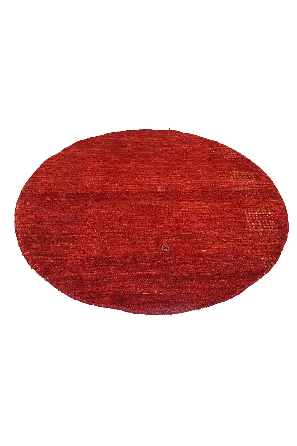 Round Gabbeh rug “Lori” (86x86 cm) in red, even surface with woven texture