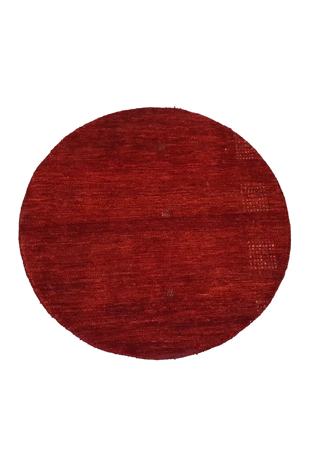 Round Gabbeh rug “Lori” (86x86 cm) in vibrant red, visible pile texture