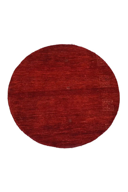 Round Gabbeh rug “Lori” (86x86 cm) in vibrant red, visible pile texture