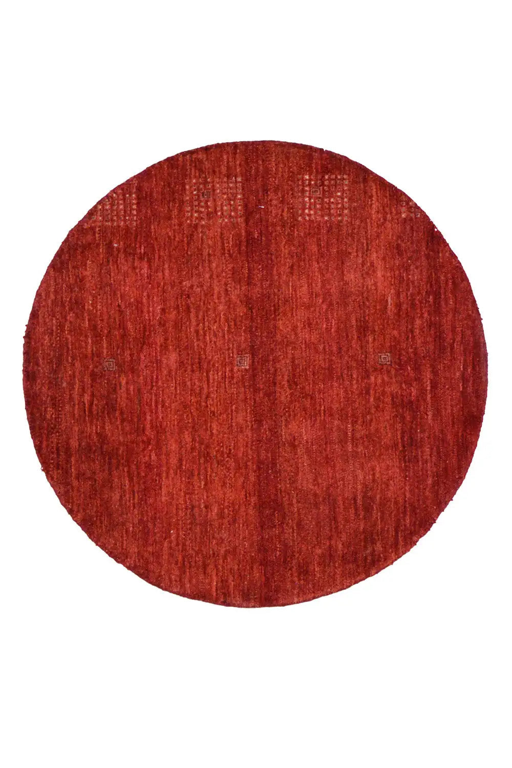 Round “Lori” Gabbeh rug (86x86 cm) in red with a fine woven texture