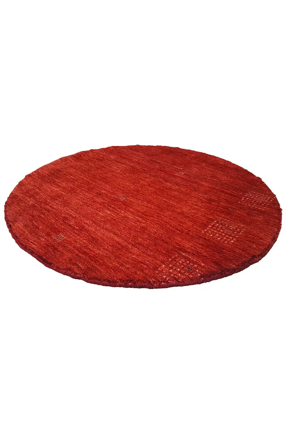Red Gabbeh rug (86x86 cm), round, with fine woven fibers and subtle color variations