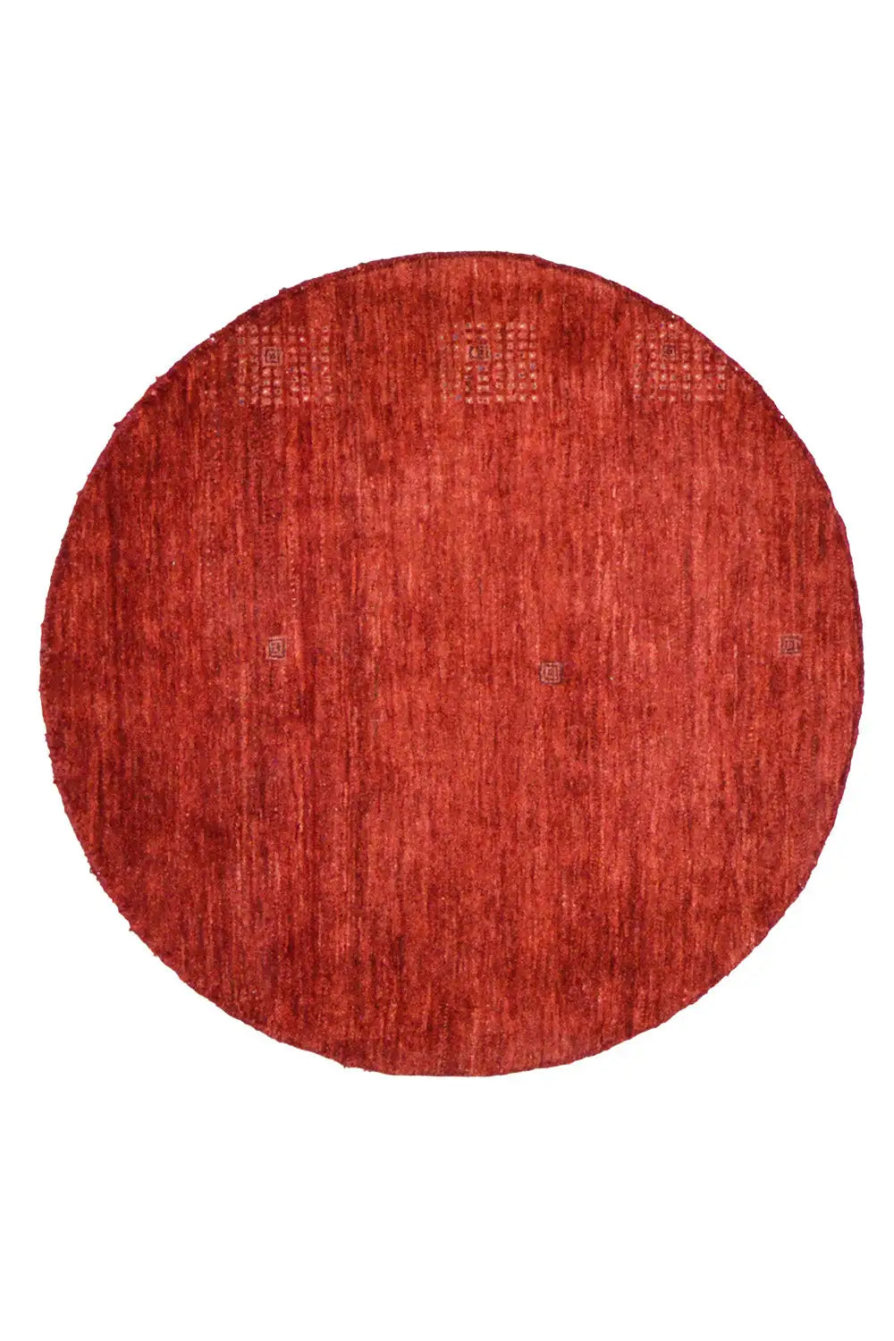 Round red Gabbeh rug (86x86 cm) with a fine, dense weave structure