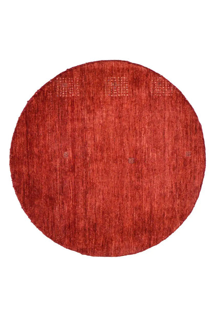 Round red Gabbeh rug (86x86 cm) with a fine, dense weave structure