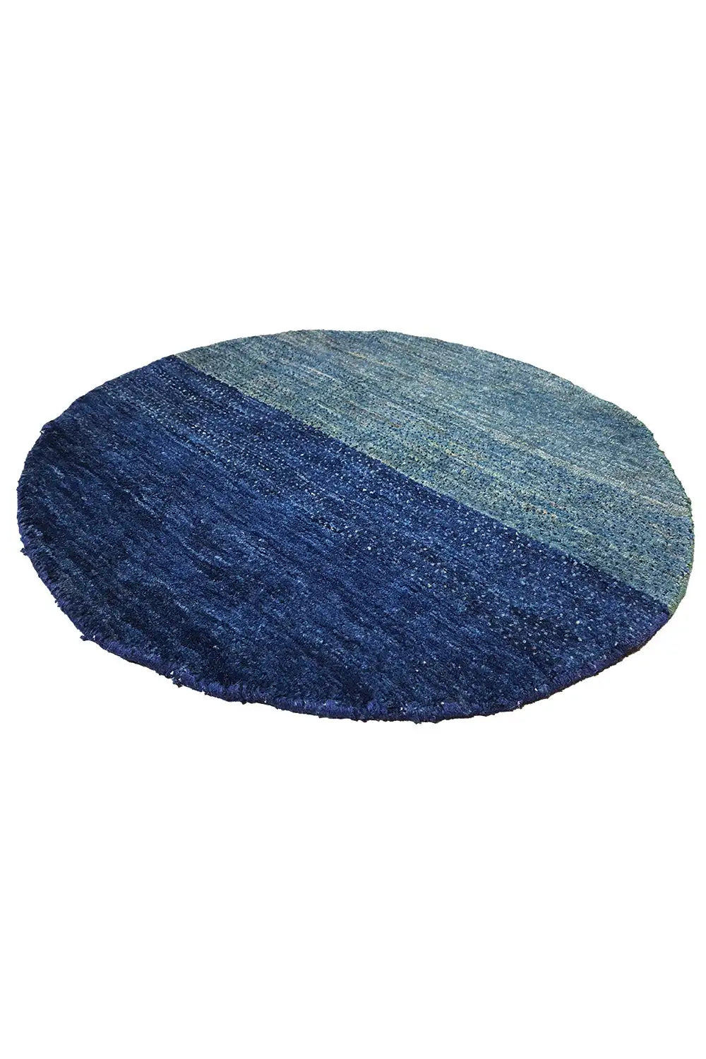 Round Lori Gabbeh rug, 68x68 cm, blue with a turquoise-green horizontal stripe