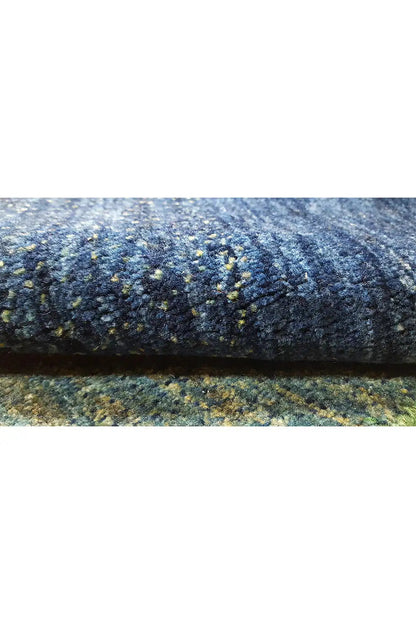 Lori Gabbeh rug 68x68 cm, texture and layered colors in blue, green and yellow