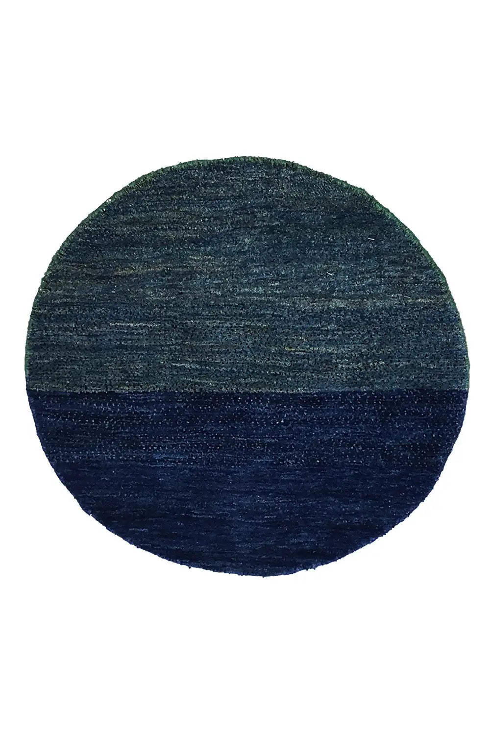 Round Lori Gabbeh rug, 68x68 cm, dark blue with green-gray stripes