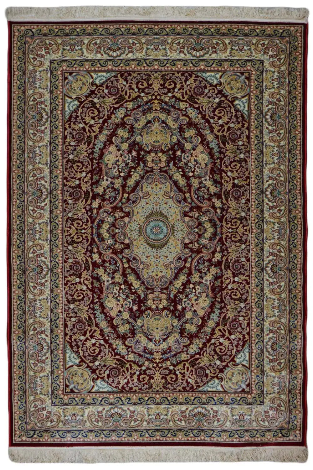 Machine-woven rug with an oriental medallion pattern, red/multicolored, 225x150 cm