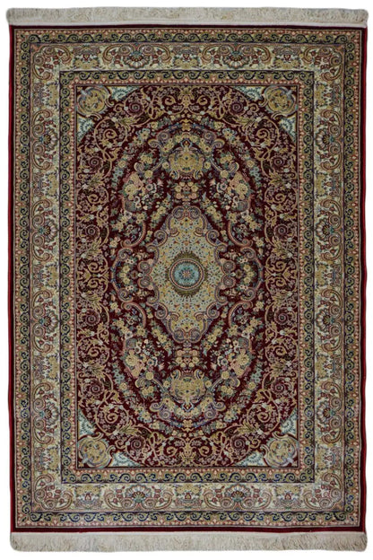 Machine-woven rug with an oriental medallion pattern, red/multicolored, 225x150 cm