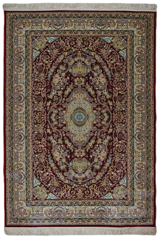 Machine-woven rug with an oriental medallion pattern, red/multicolored, 225x150 cm
