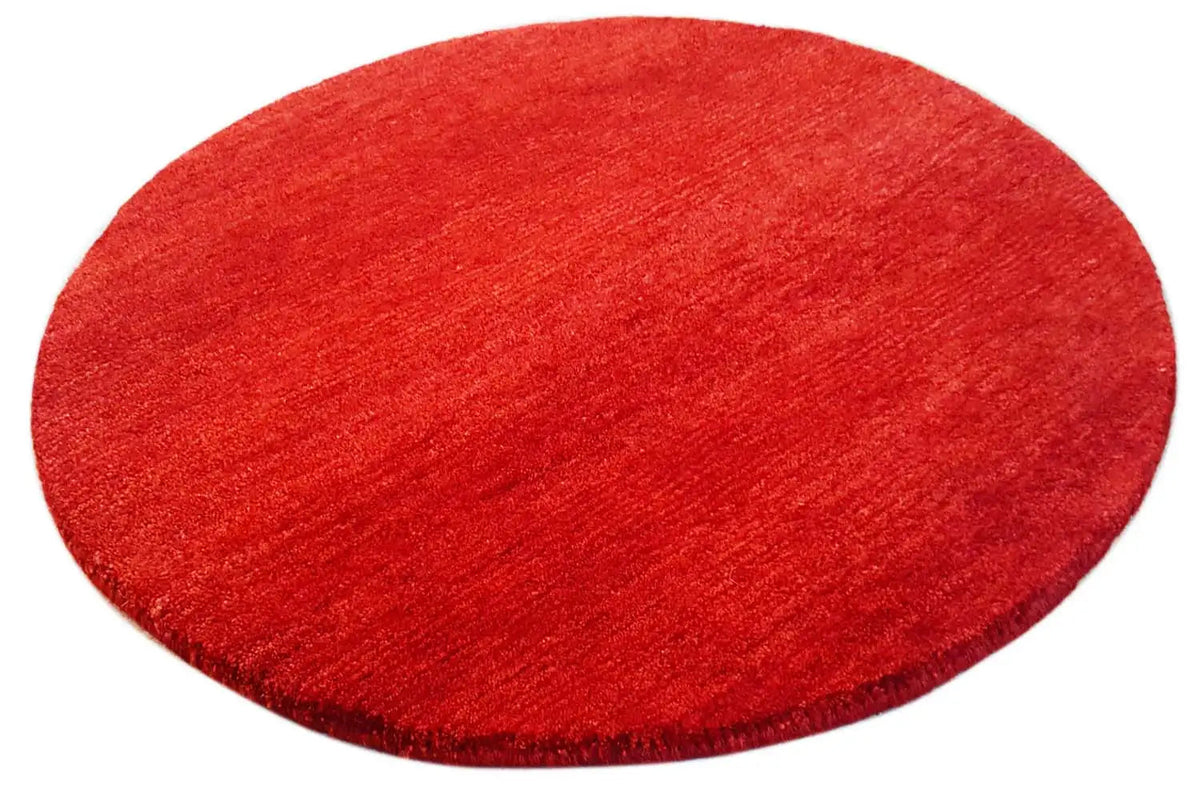 Round Gabbeh rug (93x93 cm), red, flat circular profile with an even pattern