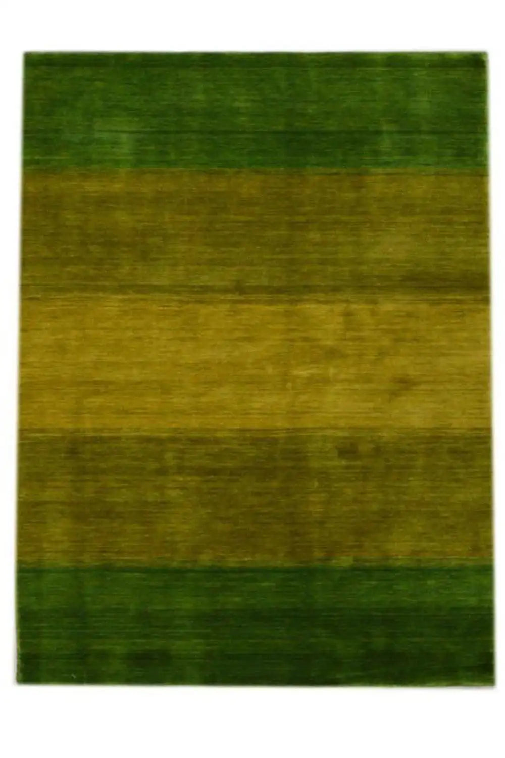 Gabbeh rug, rectangular, broad green and yellow areas with a dark border
