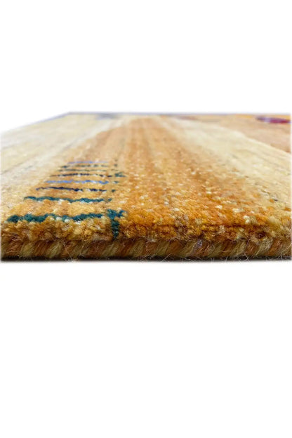 Gabbeh rug 116 x 77 cm, close-up of the texture and woven border area