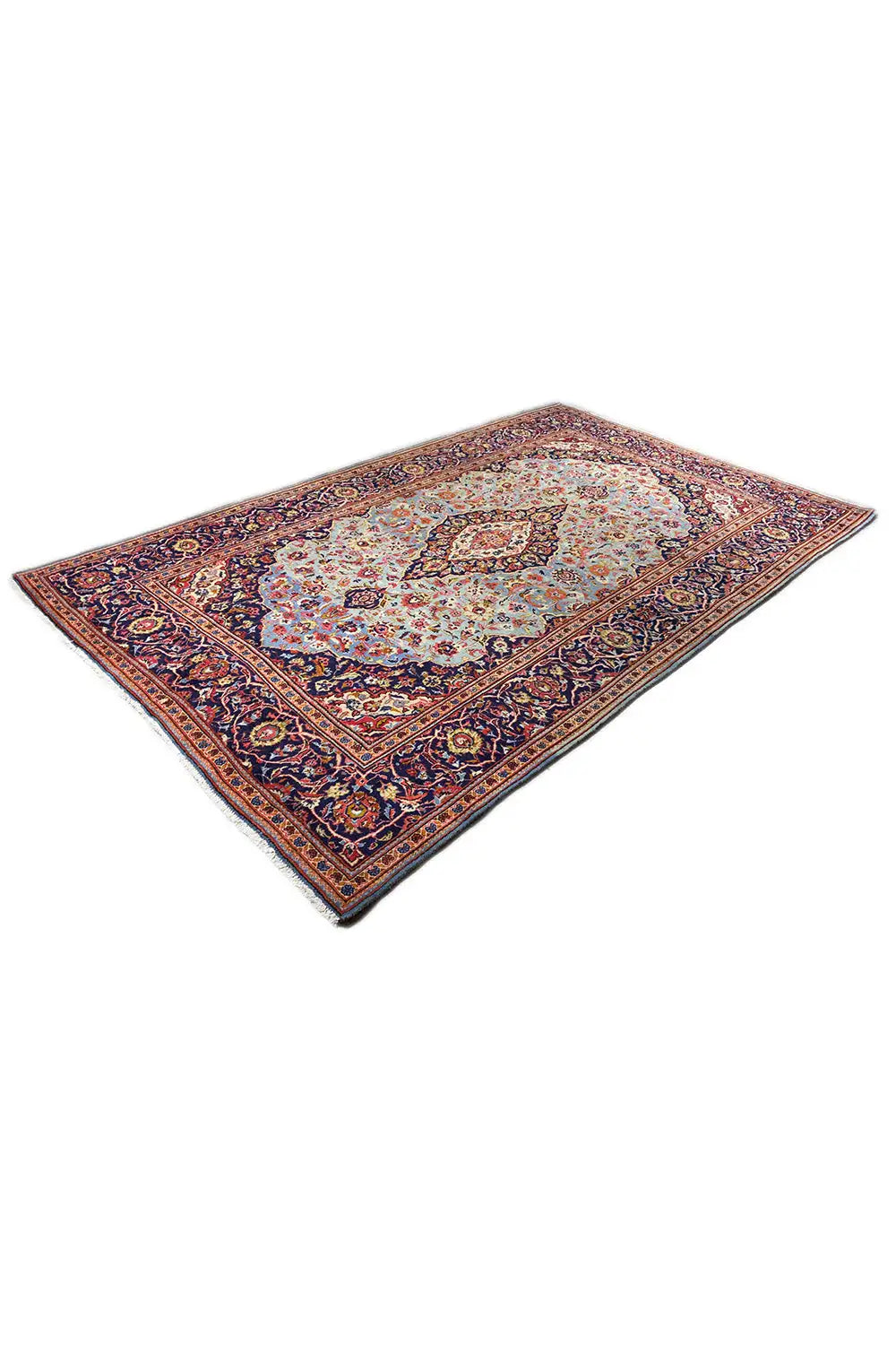 Carpet with curved ornaments, border in dark blue and red