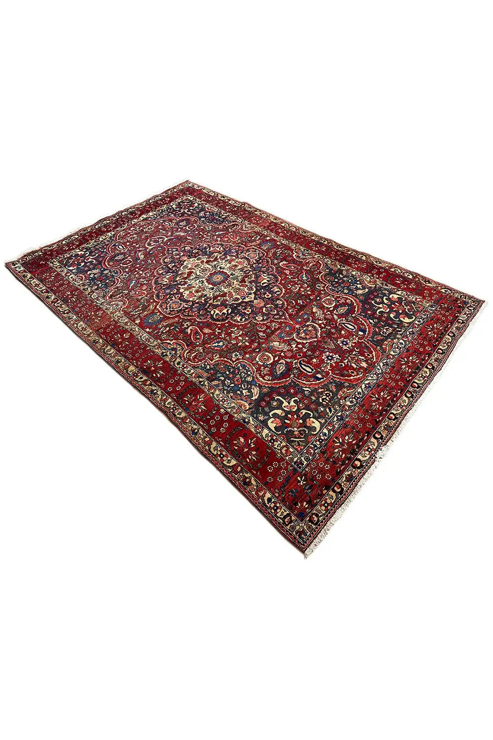 Carpet with a red ground, delicate ornamental pattern and wide border, 316x216 cm