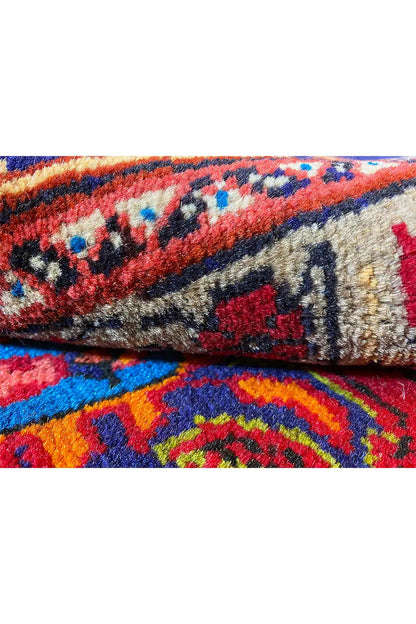 Carpet detail with multicolored patterns and dense pile