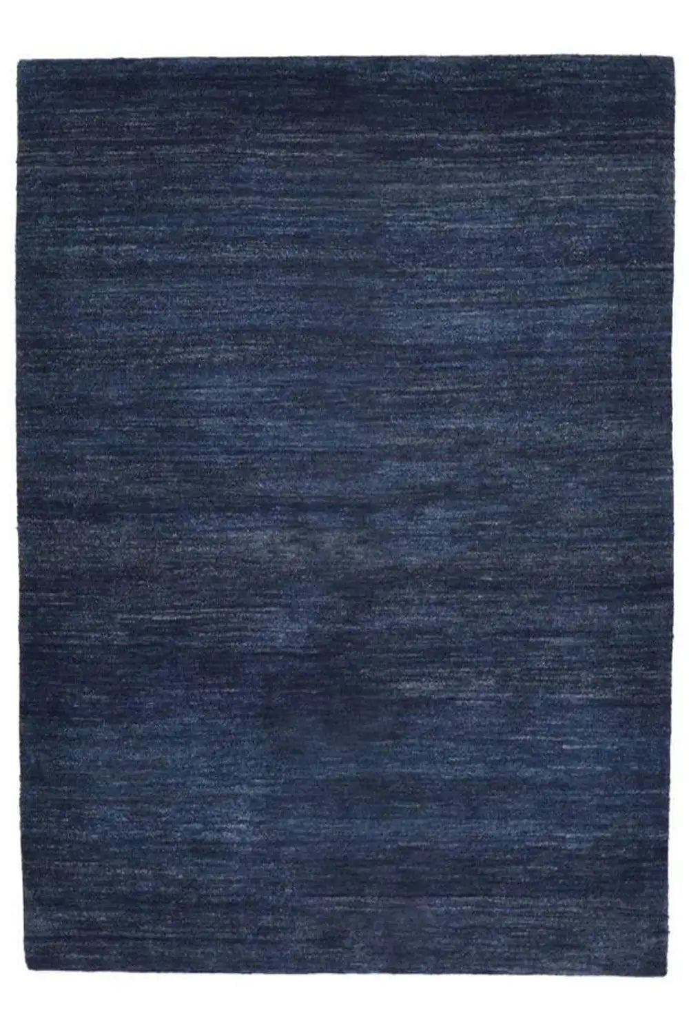 Blue gabbeh rug, square view, evenly mottled surface