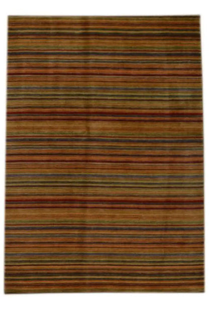 Oriental rug, rectangular, horizontal multicolored stripes, smooth surface