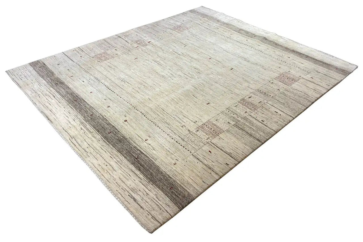 Gabbeh carpet Lori 250x205 cm with a light beige pattern and subtle brown accents
