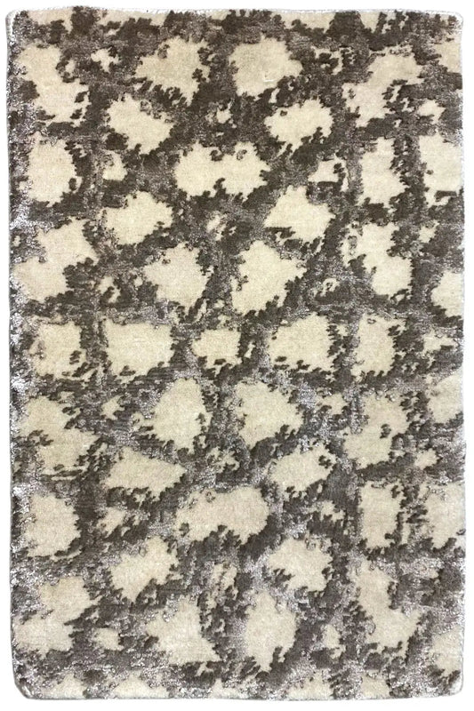 Designer rug 4959, 60x40 cm, beige with a gray abstract pattern