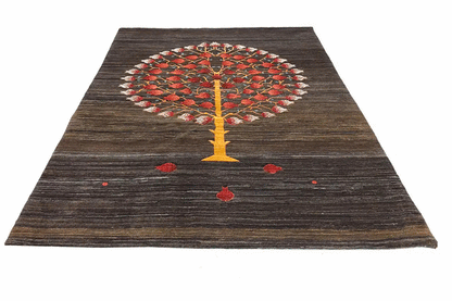 Lori gabbeh rug, rectangular, tree motif with red accents