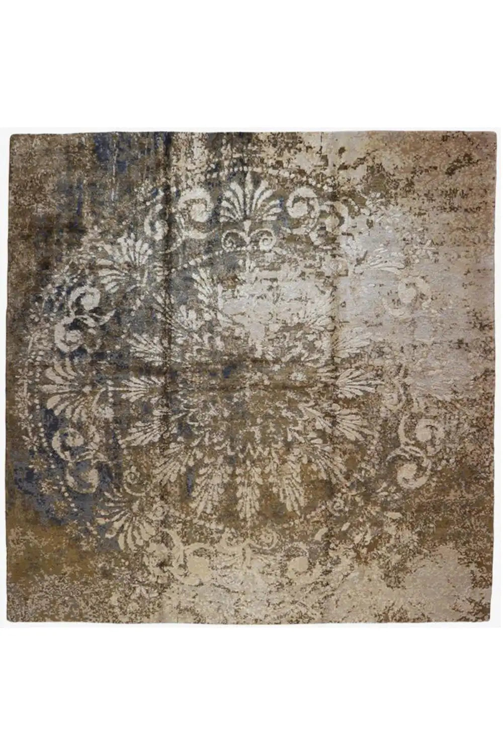 Designer rug Bo Hamsa: beige-brown vintage rug with floral ornaments, rectangular