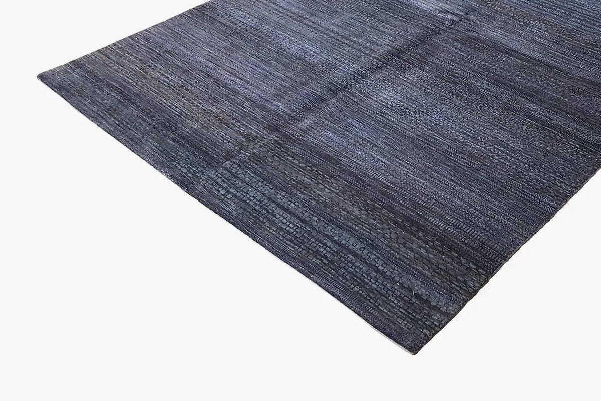 Lori gabbeh rug with a fine blue-violet stripe pattern