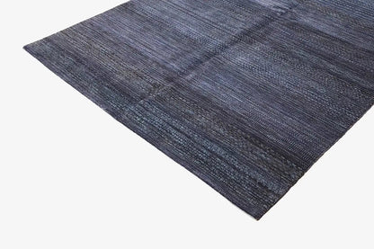 Lori gabbeh rug with a fine blue-violet stripe pattern